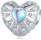 Herz Mondstein Anhänger Charms für Pandora Armbänder,925 Sterling Silber Opal Beads Charms, Schmuck Geschenk für Frauen Mädchen