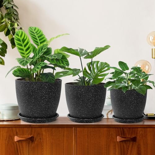 SOMYTING 24/19 cm 2 Unidades de macetas de plástico macetas Decorativas para Flores y Hierbas macetas Redondas de plástico para decoración salón Comedor Cocina balcón