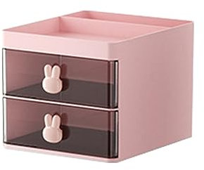 Durratou Boîte de rangement de bureau tube transparent tiroir boîte de rangement enfant étudiant bureau ornements de bureau rose