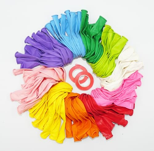 Happium 100 Luftballons in verschiedenen Farben, Geburtstagsballons, 25,4 cm, mehrfarbig, Regenbogenballons, unterstützt Helium-Luftballons für Kinder-Party-Dekorationen, Geburtstag, Hochzeiten,