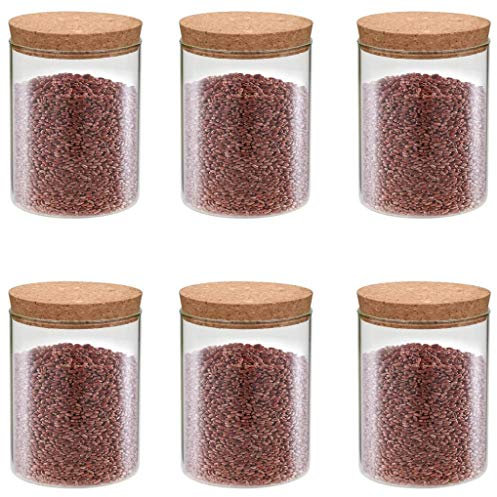 Homgoday Botes de cristal con tapa de corcho, 6 unidades, 650 ml, muebles para casa, interior, exterior, salón, dormitorio