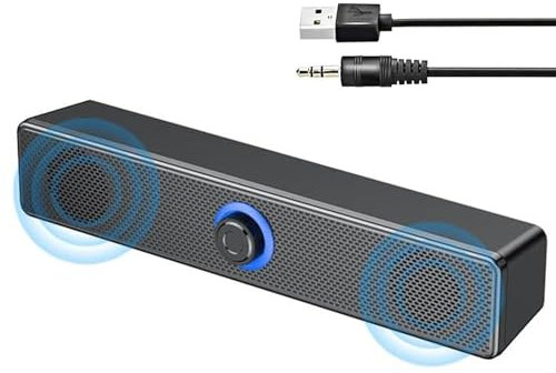 BSWL Computer Speakers for Desktop Bluetooth, 3.5mm Jack, 40W HD Surround Sound, Portable PC Speakers with Knob Volume Control, Black
