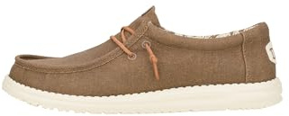 HEYDUDE - Wally Waxed Canvas Herren - Slip-on Schuhe - Mokassin-Stil, Walnut, 45 EU