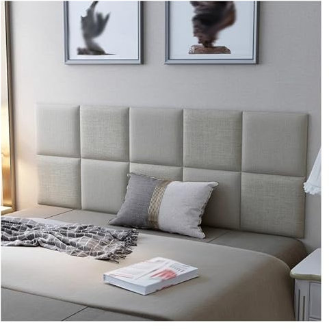 XILYZMO Upholstered Wall Panels, Peel Stick Headboard Panels, 3D Anti-Collision Wall Mounted Wall Panel, Full Linen Hanging Upholstered Headboards For Bedroom (Color : A, Size : 60X90CM)
