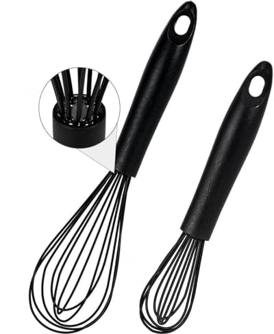 2PCS Silicone Whisk, Heat Resistant Balloon Whisks for Non-Stick Cookware Kitchen Whisks for Blending, Whisking, Cooking, Beating, Frothing & Stirring, Can be Suspended (8.5,10)