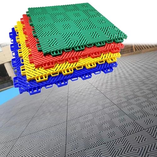 Basketball Tiles Outdoor Court for Playroom, 12in Modular Garage Tile Interlocking Color Puzzle Anti-Slip Floor Mat, Weatherproof Snap Together Flooring for Deck, Backyard (Color : Black, Size : 20