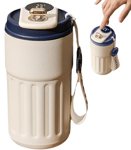 Jarra con indicador de temperatura Taza de café térmica inteligente de 450 ml a prueba de fugas Taza de viaje Taza de café térmica portátil Taza inteligente reutilizable, Azul