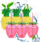 AMZLORD 3/6 Stück Hawaii-Sommerpartybecher 500 ml in Ananas-/Erdbeerform, tropische Sommerbecher mit Strohhalm, kreative Strandparty-Geschenke