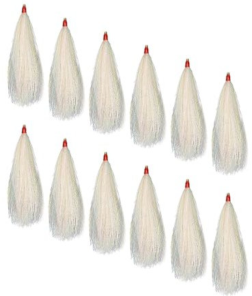 perfk 12 Stücke Angeln Bucktail Haar Teaser Rutsche Rohr Professionelle Lieferungen Angelköder Angelgerät für Bass-Enthusiasten, Weiss