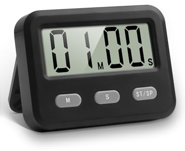Temporizador Digital para cocinar, Estudio, Trabajo, Ejercicio, Temporizador de Cocina Digital, Temporizador de Cuenta Regresiva Ajustable, magnético (Negro)