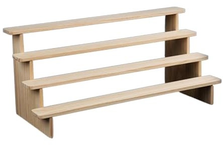 Oshhni Espositore in Legno Espositore per Alzata Portaspezie Scaletta Espositore Pratico Supporto a più Livelli Porta Dessert per Bottiglie Barattoli Figura, 4 Livelli 40 cm