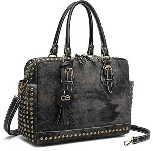 collezione alessandro Handtasche Denim aus griffigem Jeansstoff mit Nieten 34cm x 24cm x 12cm