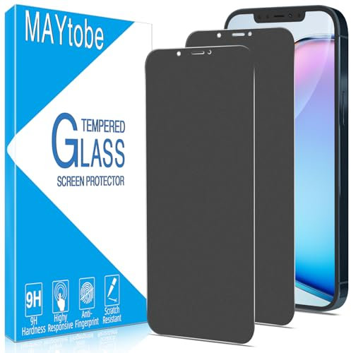 MAYtobe [2 Pack] Matte Privacy Screen Protector For iPhone 12 Pro, Anti Spy Tempered Glass, 9H Hardness, Case Friendly, Anti Scratch, Touch Sensitive