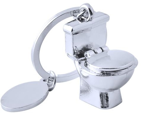 Porte-clés de toilettes - En métal - Avec couvercle à charnière, argenté, taille unique