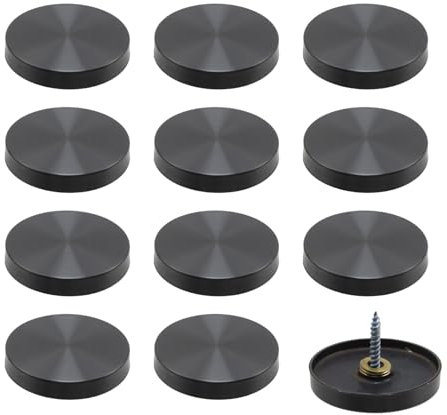 Rannb Decorative Mirror Screws Black Cap Cover Nails 1.57/40mm Cap Dia 304 Stainless Steel Large Screw Covers Caps Brushed -12pcs