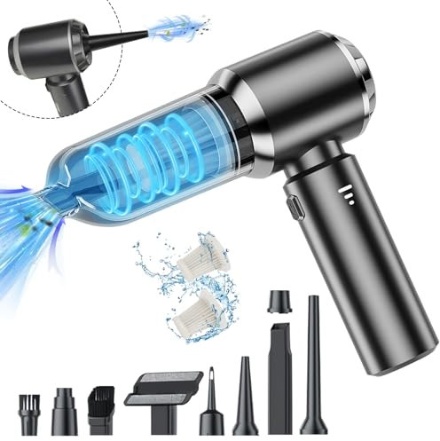 Cuteefun Aspirador de Mano, 15000Pa Aspiradora Coche con 2 Filtros, USB Recargable Aspirador Portátil, 3 en 1 Bomba de Vacío, Soplador, Mini Aspiradora Sin Cable de Mano para Coche, Casa