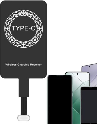 Wireless Charging Receiver - Type C Wireless Charging Adapter | Slim Receiver Adapter Chip Fast Speed | Type C Wireless Charger Receiver | Effective Thin Type-C Charging Receiver for Mobile Phone