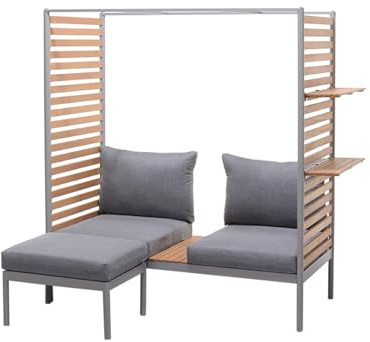 2-Sitzer COCOONING - 150cm - anthrazit - Aluminium Holz Outdoor | hoher Komfort, pflegeleicht, langlebig, Stauraum, 2-Sitzplätze, Wetterfest, Design