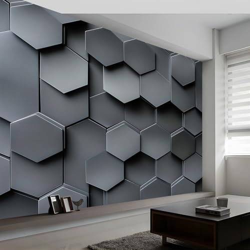 Abstract Geometric Hexagon Wallpaper Mural for Bedroom Corridor, 200x140cm (W x H) Wall Poster Abstract Geometry Wallpaper 3D Effect, Panoramic Custom Wallpaper Mural