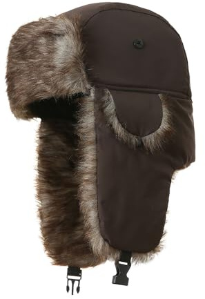 HHuDock Warme, Winddichte, wasserdichte Winter-Jagdmütze mit Ohrenklappen, Kunstfell-Fliegermütze für Damen und Herren