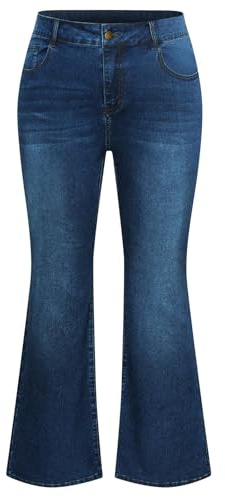 Hanna Nikole Damen Große Größe Bootcut Jeans Hoher Taille Bell Bottom Dehnbare Bootcut Jeans Stretch