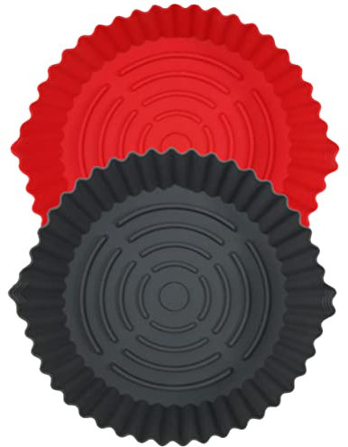 UTHCLO 2 Pièces Revêtement Silicone Pour Cuisson à Air Tapis De Cuisson Antiadhésif Pour Friteuse à Air Récipient Rond Silicone Pour Maison