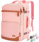 Velaybor 40L Travel Backpack with USB Charging Port, Water-Resistant Carry On Backpack for Men Women, Business Laptop Pack for Men & Women, Trips & Commutes, Fits 15.6/17.3 Inch Laptop (Pink)