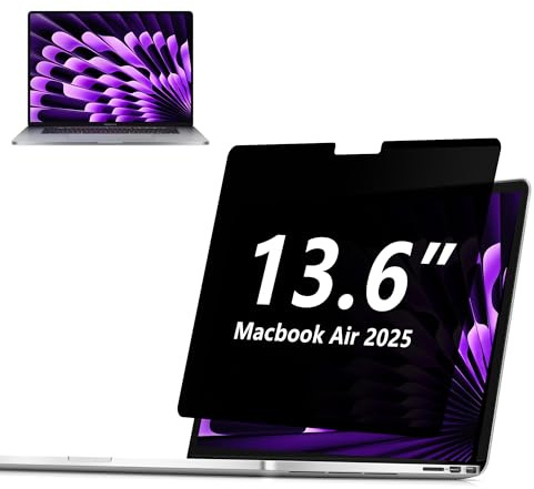 Adeway Privacy Screen for MacBook Air M5/M4/M3/M2/M1 13.6 Inch (2022–2026) | Anti-spy, Magnetic Attachment with Nano Adhesive, Blue Light Reduction & Anti-Glare, Ideal for Office