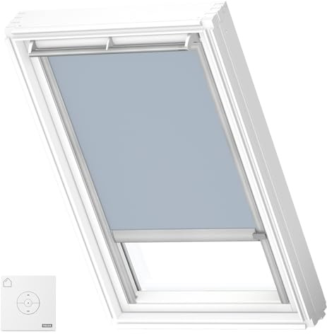 VELUX Store Occultant Solaire, Cadre Argenté, SK06, Bleu Claire