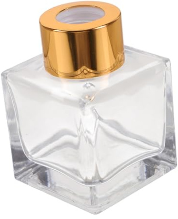 STOBAZA 50ml Wiederbefüllbare Glas Duftabgabeflasche mit Modernem Design Multifunktionaler Aroma Diffusor Behälter für Raumerfrischer Zuhause Zufällige Farbe