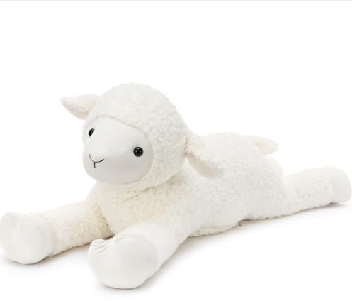 MorisMos 110cm lang riesen Schaf Kuscheltier XXL,Braun groß Schaf Plüschtier Stofftier,Geburtstag Weihnachten Geschenk Kinder Baby