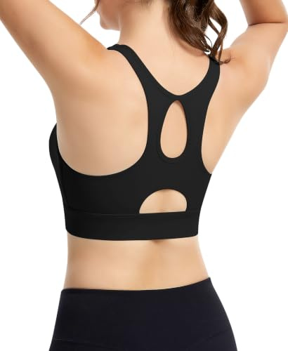 JoyGirl Zip Front Sports Bra High Impact Racerback Bra | Front Fastening, High Support, Shock Absorber, Wireless, Padded Gym Bra, Post Surgery Bra, for Workout Fitness Yoga