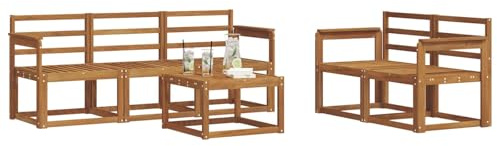 vidaXL Outdoor-Sofagarnitur 6 pcs Natur Massivholz Akazie, Outdoor-Sofa, modernes Modul-Design, Lounge-Set für Terrassen, strapazierfähige Gartenmöbel für den Outdoor-Komfort
