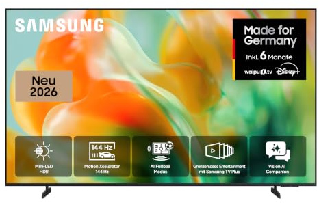 Samsung Mini LED M80H 4K 75 Zoll (189 cm), UHD Fernseher, Mini LED HDR für beeindruckende Details, Motion Xcelerator 144Hz, AI Fußballmodus, Dynamik Sound Pack, AI Companion für deine Fragen, Smart TV