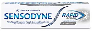 Sensodyne Rapid Action Whitening Toothpaste for Sensitive Teeth, Quick Relief and Lasting Dental Sensitivity Protection, 75ml