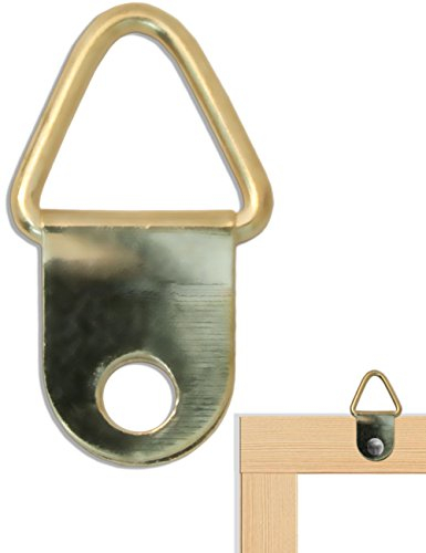 FUXXER® - 100 ganci per quadri in ottone, per cornici, specchi, bacheca, triangolo, ganci con occhiello, 19 x 12 mm, set da 100 pezzi