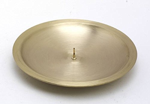 Kerzenteller mit Dorn, Dekoteller Messing matt Gold für Kerzen Ø 13 cm