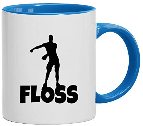 ShirtStreet Gamer Hype bedruckte 2-farbige Kaffeetasse Bürotasse mit Spruch Motiv Floss Dance New, Größe: onesize,weiß/hellblau