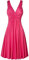 OverDose Soldes Robe Vintage Femme Grande Taille Rockbilly Sexy Col V Chic de Soirée Cocktail, Plisée Au Genou évasée XL-5XL (Rose,48)