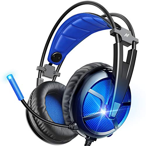 ABKONCORE B58ABKONCORE B581 USB-Gaming-Headset mit 7.1-Surround-Sound, PC-Headset mit geräuschunterdrückendem Mikrofon, LED Licht Kopfhörer für PC, Laptop