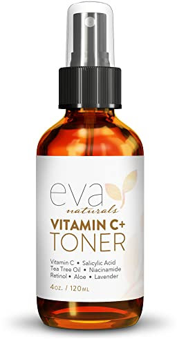 Tonique Vitamine C Plus de Eva Naturals (120 ml) - Vaporisateur facial anti-âge avec rétinol et acide hyaluronique
