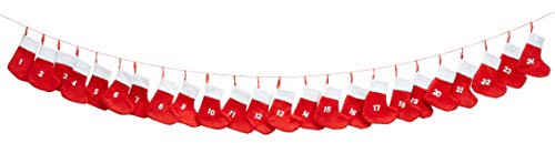 foolonli Adventskalender Socke Strumpf 260cm lang Rot Adventssäckchen Weihnachten Dekoration