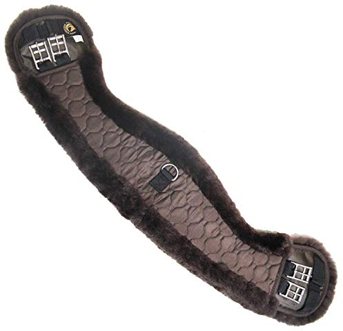 Merauno® Lammwolle Mondgurt Sattelgurt, Kurzgurt Dressurgurt, Reitsport aus Qualitäts Merino Lammwolle, Spezielle Anatomisch Konkave Form, für Bessere Rutschfestigkeit. (Braun, 80cm)