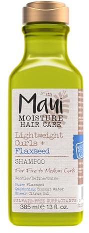 Maui Moisture Lightweight Curls + Flaxseed Shampoo, Paraben Free, Silicone Free, 13 Fl Oz,Green