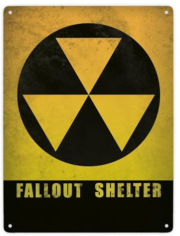Metallschild XXL mit Fallout Shelter Atomschutzbunker Motiv