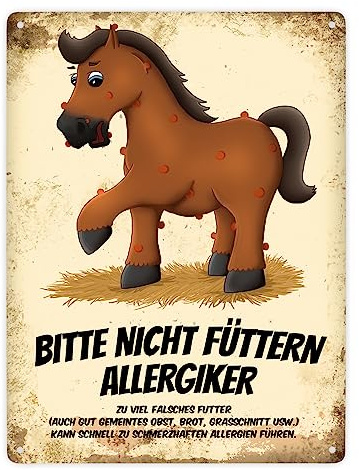 Bitte nicht füttern - Allergiker Metallschild XXL mit braunem Pferd Motiv