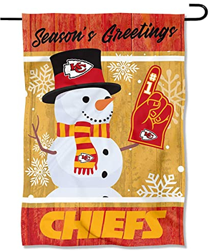 Kansas City Chiefs Urlaub Winter Schnee Garten Flagge Doppelseitiges Banner