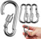 DONQL 4PCS M6 Carabiner Clip Heavy Duty Spring Snap Hooks, Climbing Carabina Hooks, 304 Stainless Steel Carabiner With Nut Gauge Steel Carabine Snap Spring Clip for Outdoor Hiking Camping keychain