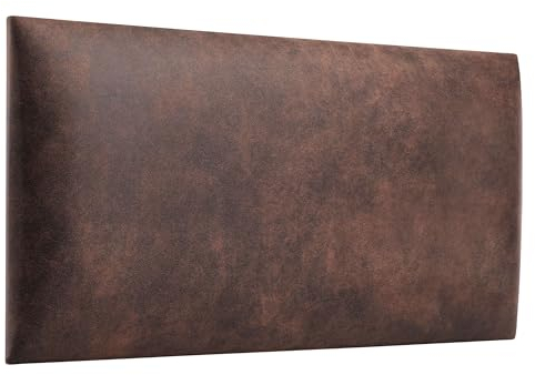softwalls Coussin mural vintage en cuir avec rembourrage de 50 mm - Pour lit, tête de lit, tête de lit, revêtement mural, panneaux muraux - 60 x 30 cm - Marron foncé