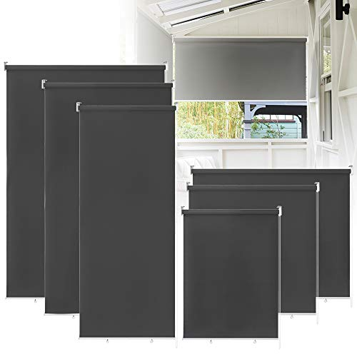 UISEBRT Außenrollo Senkrechtmarkise Verdunkelungsrollo Außen Balkonrollo Sichtschutz Rollo Beschattung Sonnenschutzrollo UV Schutz (140 * 240cm, Anthrazit)